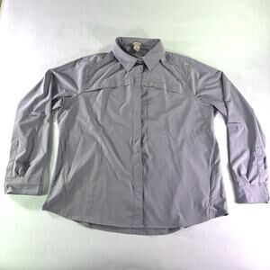 Duluth Trading Co Mens Shirt Sz XL Long Sleeve Button Up Gray Stretchy Vented